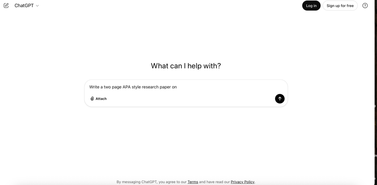 A student begins to type a prompt in  ChatGPT.